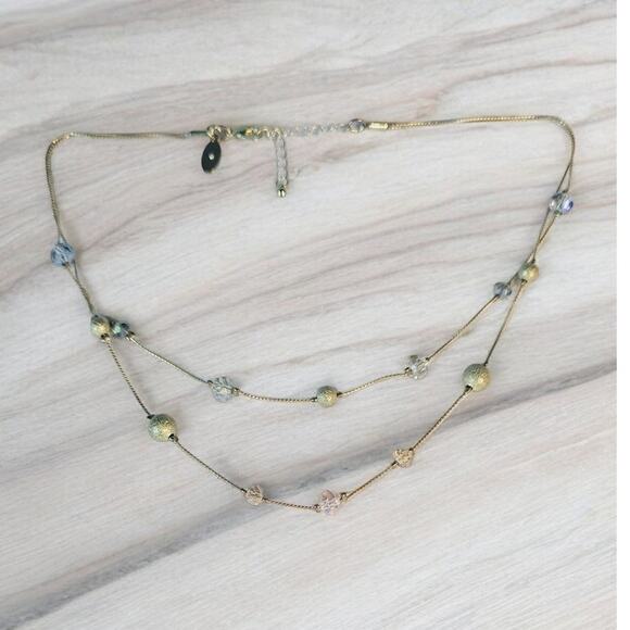 Ann Taylor Loft Beaded Layered Gold Tone Necklace - Picture 3 of 7